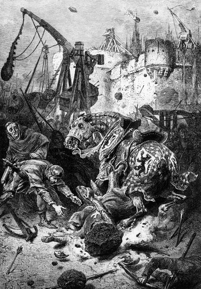 La muerte de Simón de Montfort en el asedio de Toulouse, 25 de junio de 1218, 1883 de Alphonse Marie de Neuville